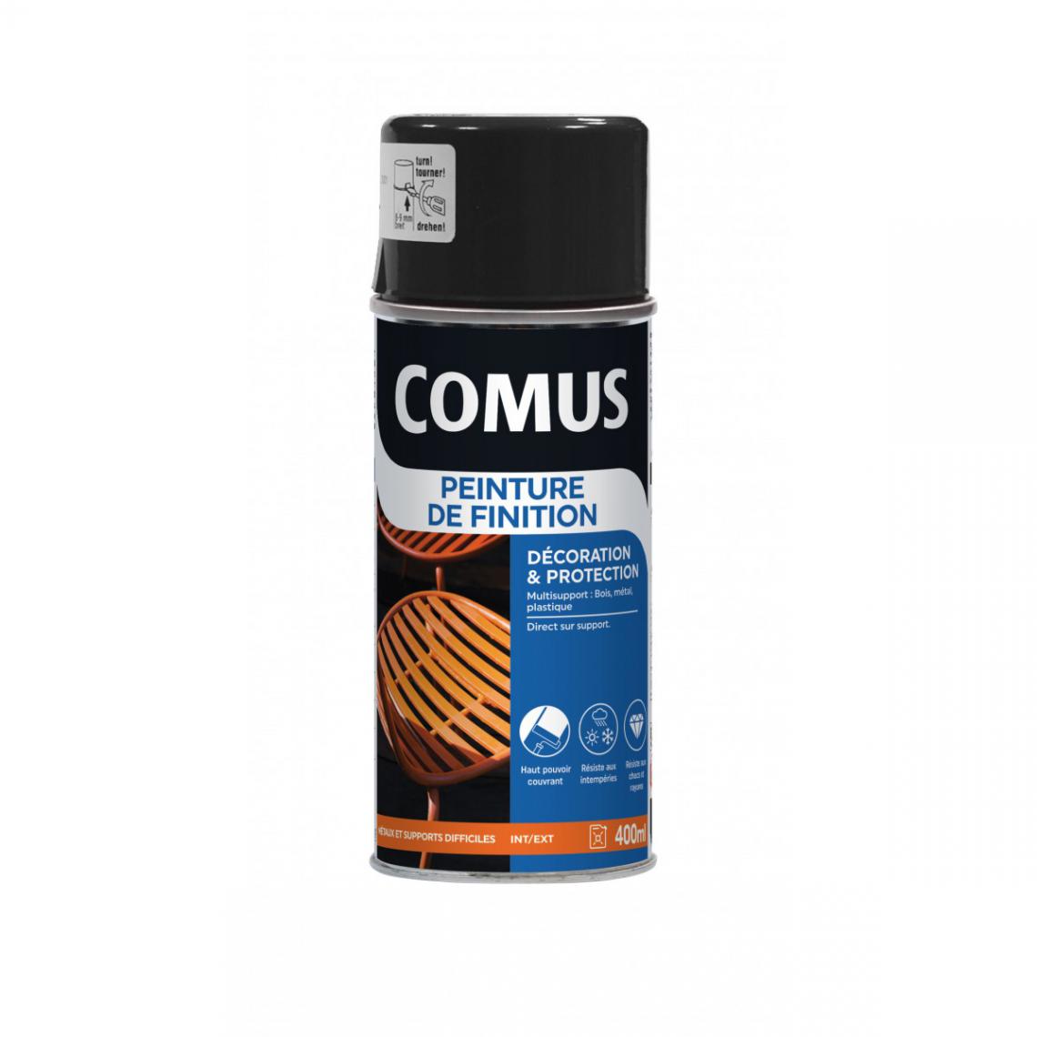 Comus - Aérosol Peinture de finition satin noir COMUS - 400ml - Peinture intérieure
