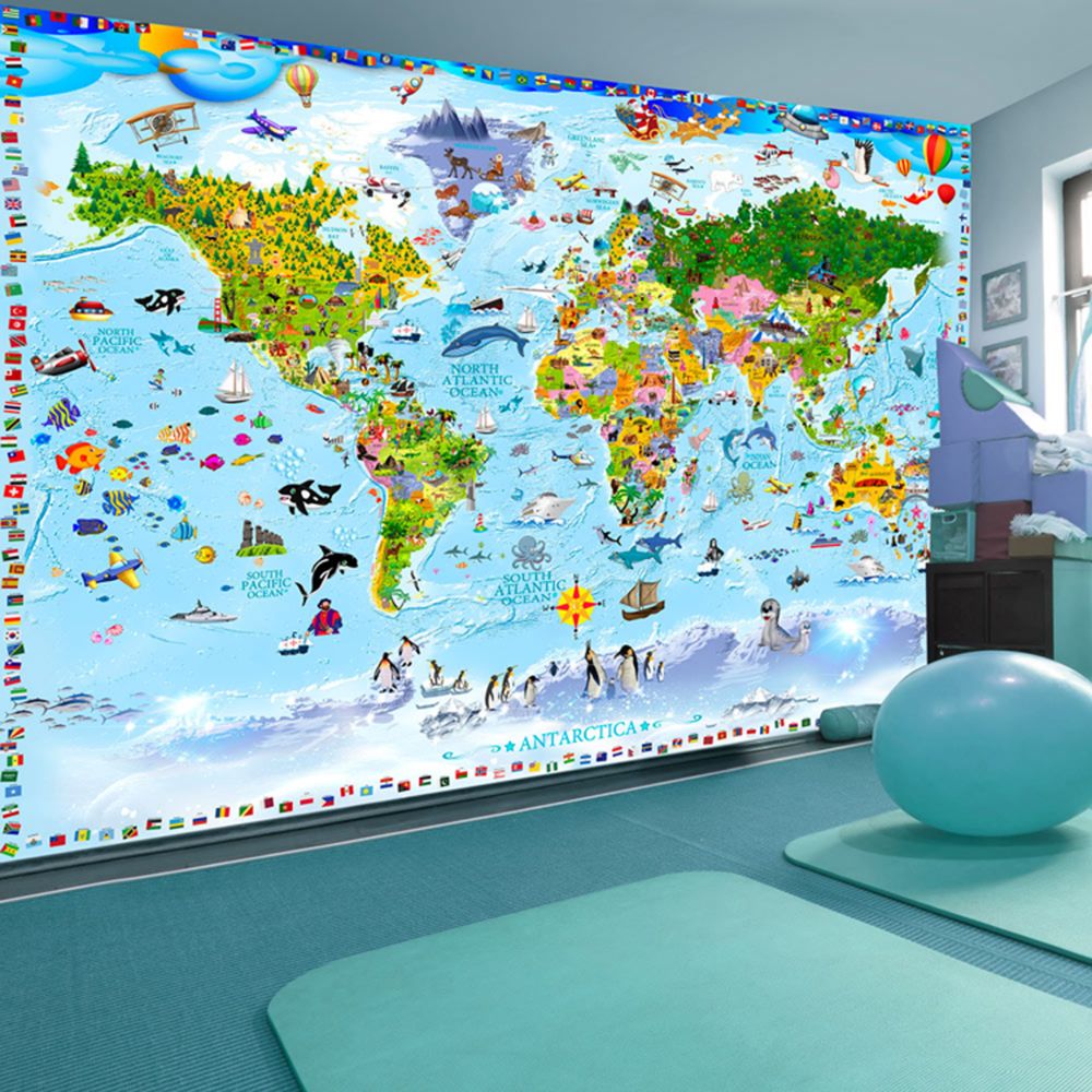 Pegane - Papier peint World Map for Kids - 100 x 70 cm -PEGANE- - Papier peint