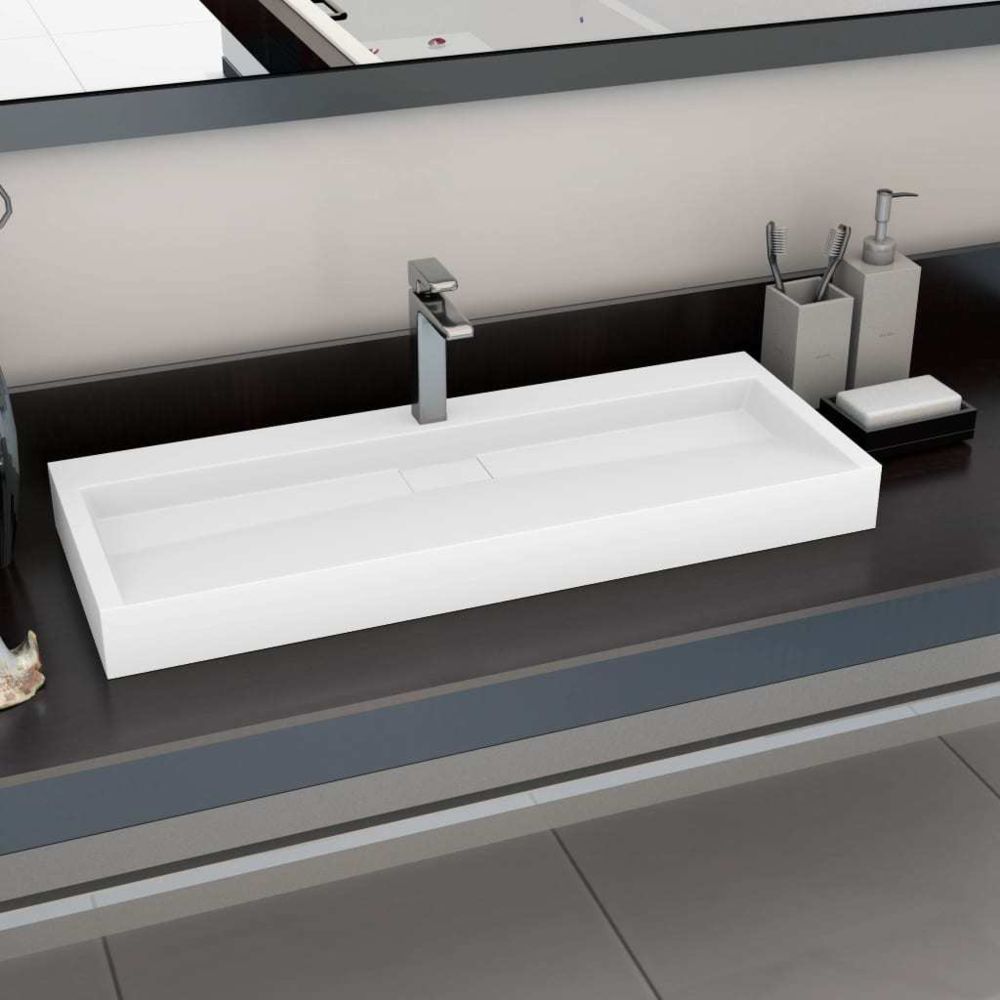 marque generique - Distingué Éviers & lavabos selection Sanaa Lavabo 120x46x11 cm Fonte minérale/marbre Blanc - Lavabo