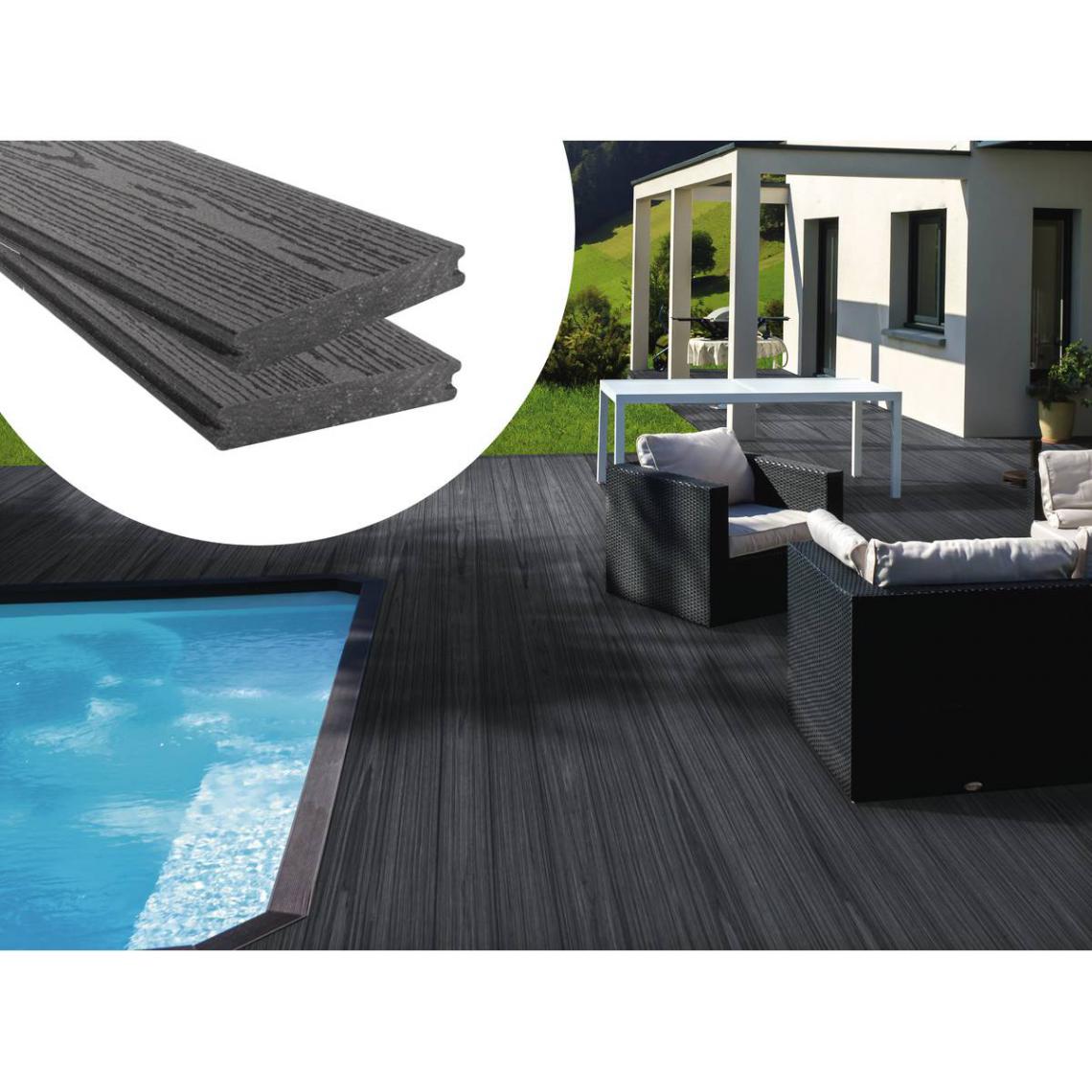 Habitat Et Jardin - Pack 10 m² - Lames de terrasse composite co-extrudées - Gris - Plancher