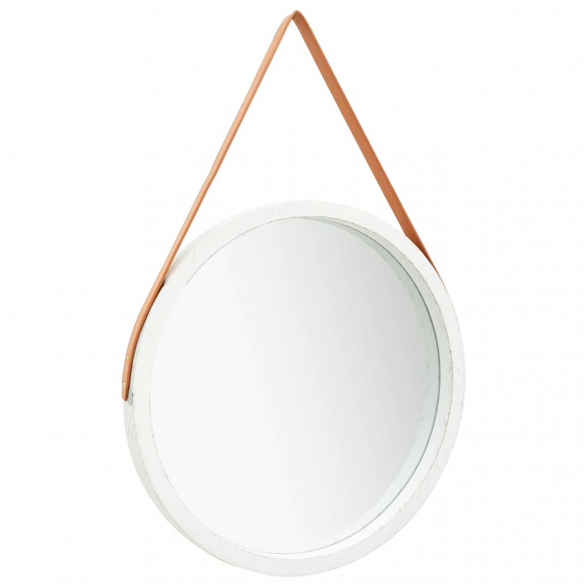 Icaverne - Icaverne - Miroirs selection Miroir mural avec sangle 60 cm Blanc - Miroir de salle de bain