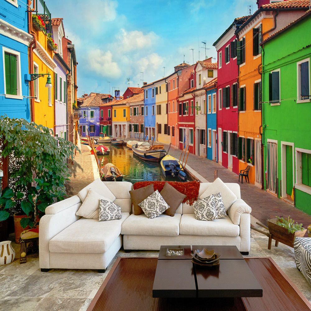 marque generique - 100x70 Papier peint Venise Ville et Architecture Distingué Colorful Canal in Burano - Papier peint