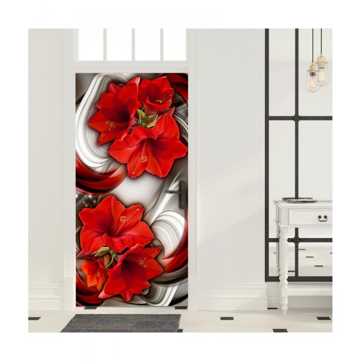 Artgeist - Papier-peint pour porte - Photo wallpaper - Abstraction and red flowers I 100x210 - Papier peint