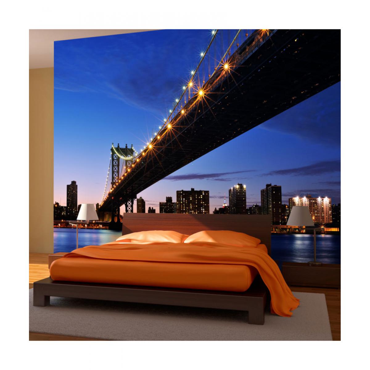 Artgeist - Papier peint - Manhattan Bridge illuminé la nuit 200x154 - Papier peint