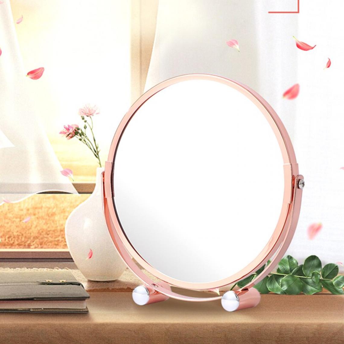 Universal - Loupe de bureau de la salle de bains miroir de maquillage rose or rond miroir de maquillage double face chambre à coucher table debout miroir gratuit(Rose) - Miroir de salle de bain