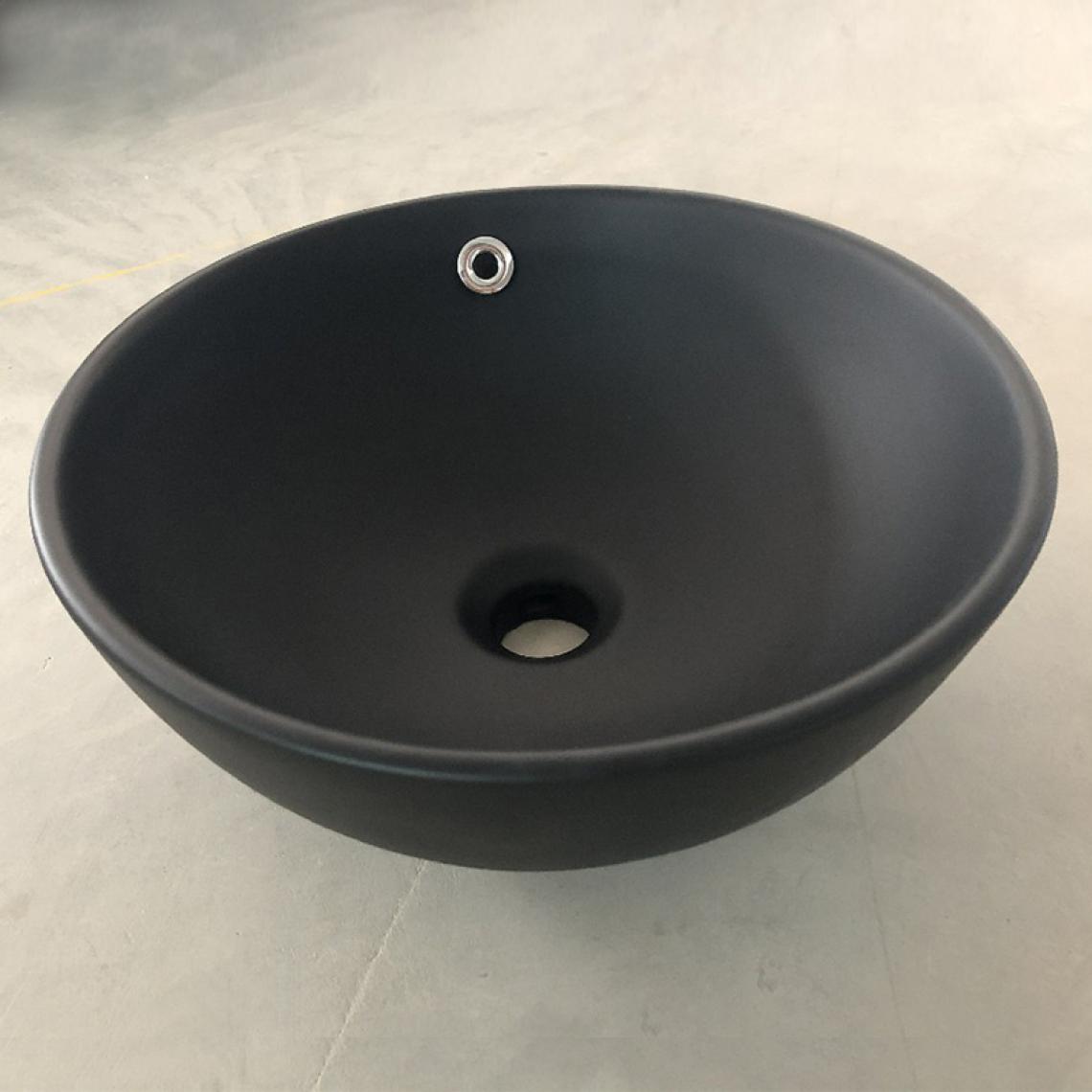 Piezzi - Vasque à poser en céramique noire mat 38 cm - Rondo - Vasque