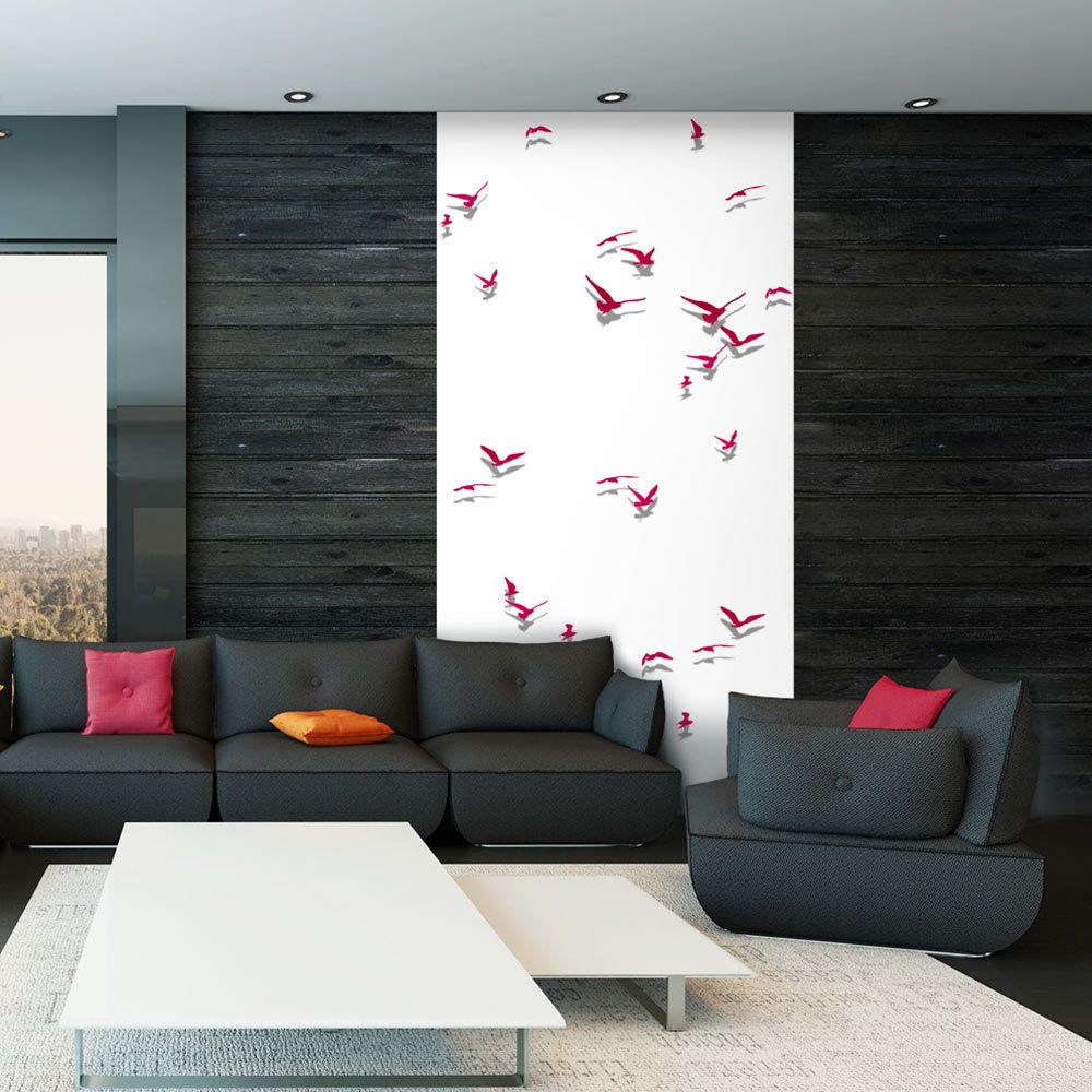 Bimago - Papier peint | Red Birds | 50x1000 | Deko Panels | - Papier peint