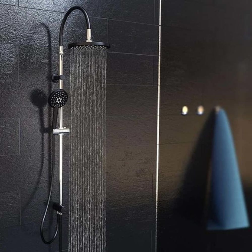Schutte - SCHÜTTE Jeu de douche au-dessus de tête MATAO RAIN Noir mat chromé - Douchette et flexible