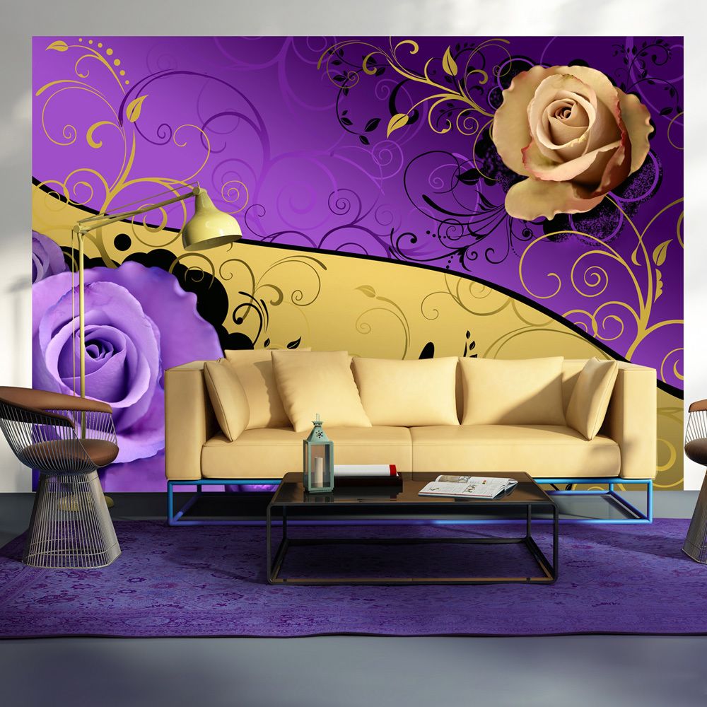 Bimago - Papier peint - Double elegance - Décoration, image, art | Fleurs | Roses | - Papier peint