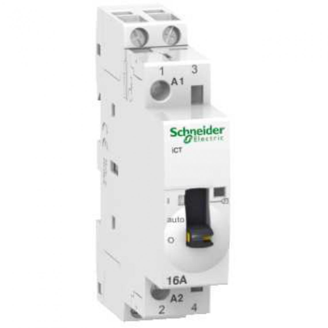 Schneider Electric - contacteur - ict commande manuelle - 16a - 2no - 230 - 240 vca - schneider acti9 a9c23712 - Télérupteurs, minuteries et horloges