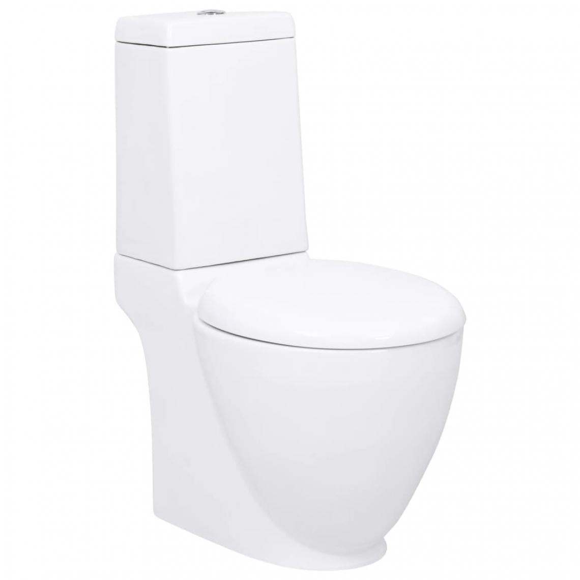 Vidaxl - vidaXL Toilette en céramique Ronde Écoulement d'eau au fond Blanc - WC