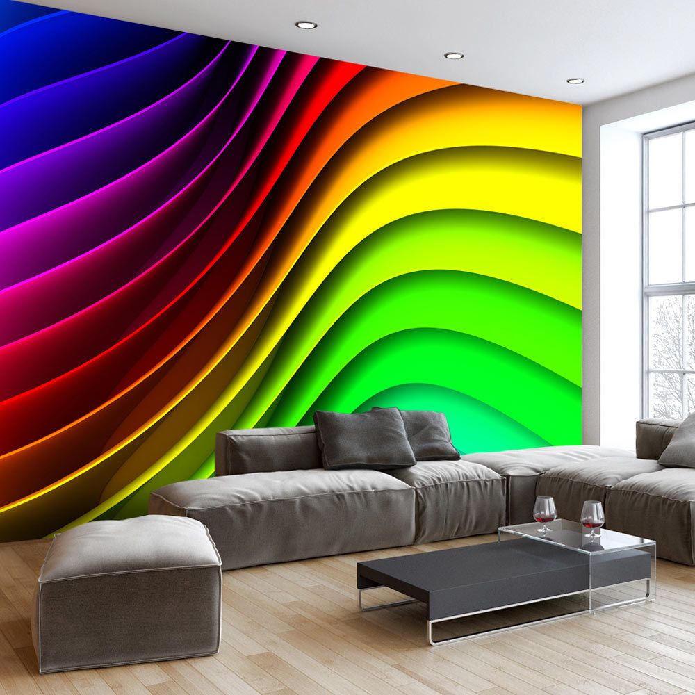 marque generique - 150x105 Papier peint Moderne Abstractions Esthetique Rainbow Waves - Papier peint