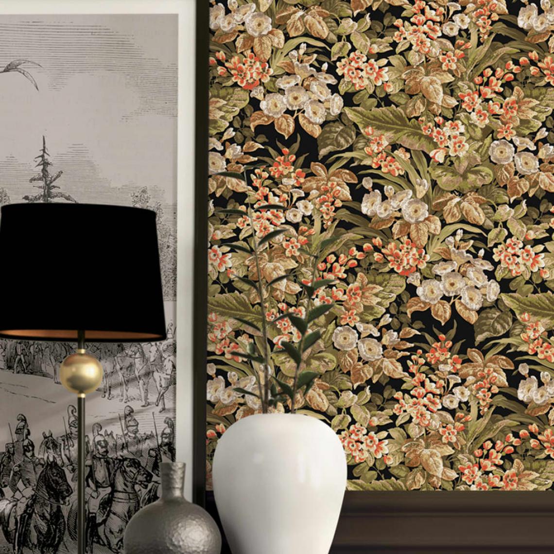 Dutch Wallcoverings - DUTCH WALLCOVERINGS Papier peint floral Noir - Papier peint