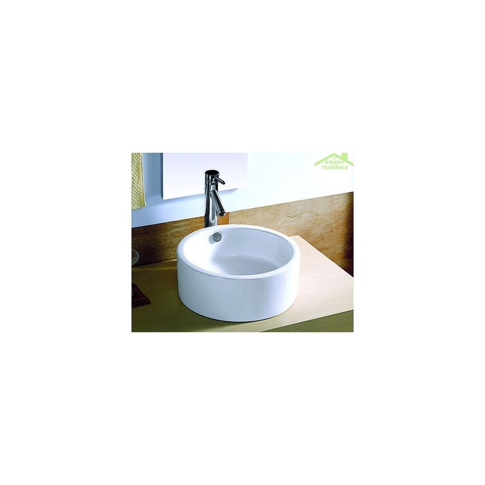 Karag - Vasque rond à poser sur un meuble de bain 42x42x16,5 cm en porcelaine - Lavabo