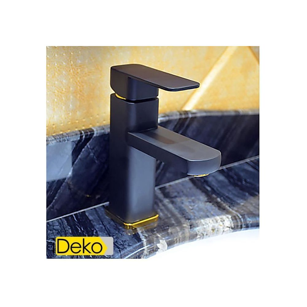 Ideko - iDeko® Robinet Mitigeur lavabo peinture noire contemporaine un trou poignée simple robinet d'évier salle de bains - Lavabo