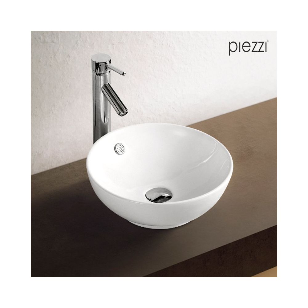 Piezzi - Vasque à poser en céramique blanche, 38 cm - Rondo - Vasque
