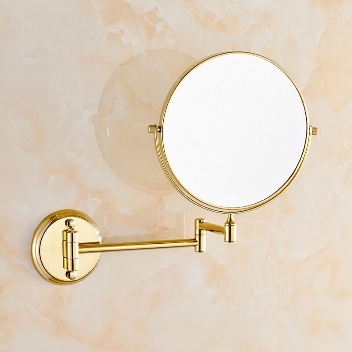 Universal - Miroir de salle de bains 8 pouces double face montage mural agrandissement miroir en laiton accessoires miroir de maquillage de salle de bains européenne |(Or) - Miroir de salle de bain