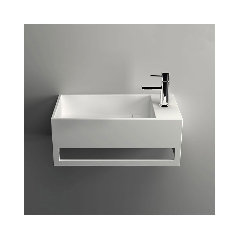 Ambra - Lave-mains suspendu, vasque rectangulaire en Solid surface - Mona D - Vasque