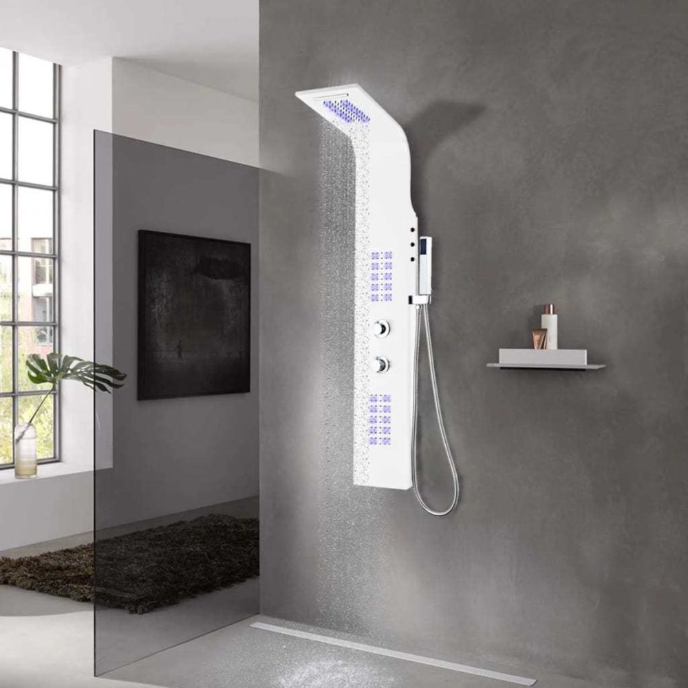 Vidaxl - Panneau de douche Aluminium 20 x 44 x 130 cm Blanc - Pièces de douches - Jets pour baignoires et douches | - Cabine de douche