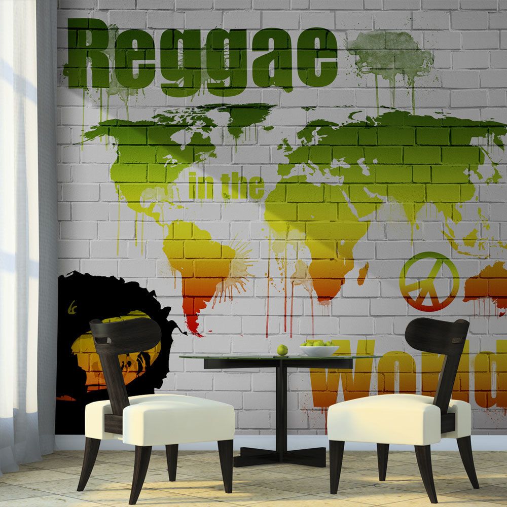 Bimago - Papier peint | Reggae in the world | 350x270 | Carte du monde | - Papier peint