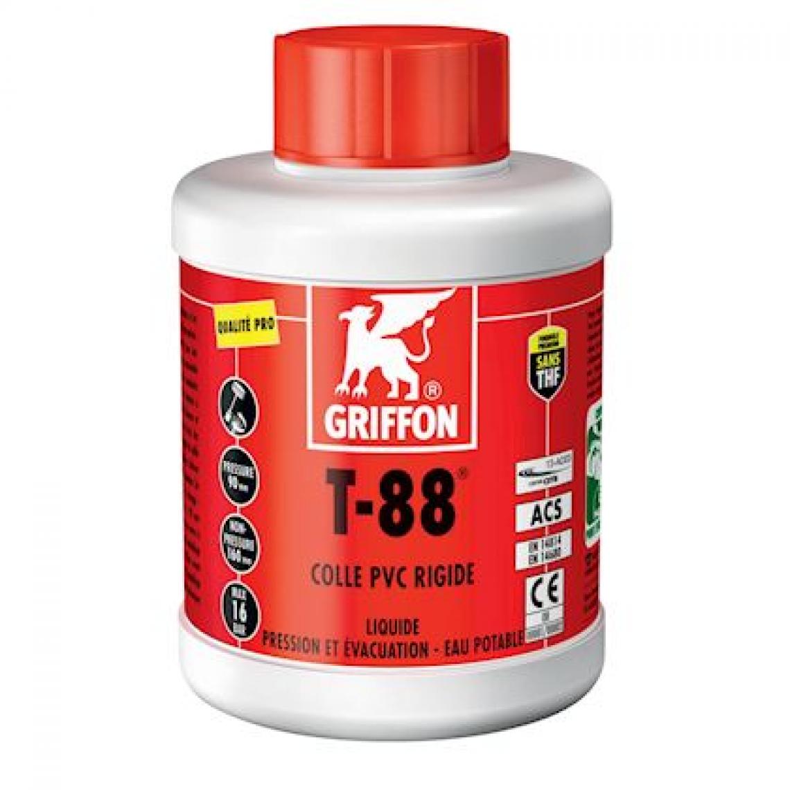 Griffon - colle pvc - griffon t-88 - liquide - bidon de 0.5 litre - griffon 6302441 - Mastic, silicone, joint