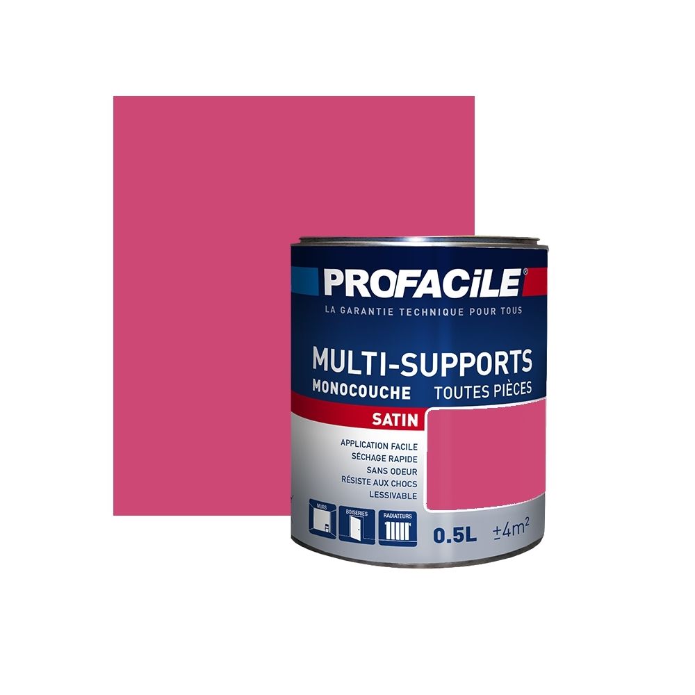 Profacile - Peinture intérieure multi-supports, PROFACILE-0.5 litre-Rose Sari - Peinture & enduit rénovation