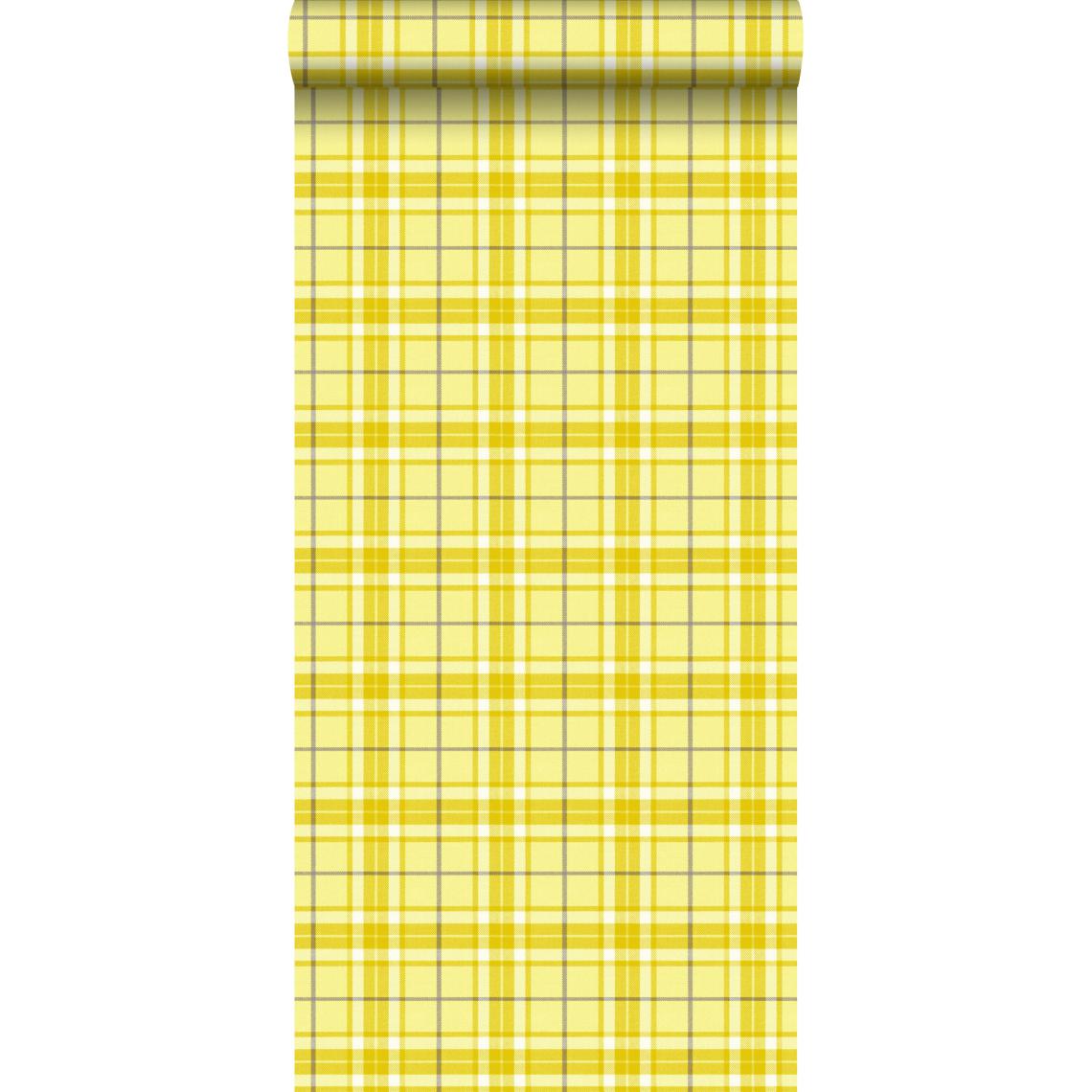 ESTAhome - ESTAhome papier peint à carreaux jaune - 137729 - 53 cm x 10,05 m - Papier peint