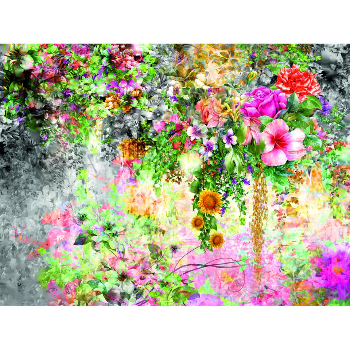 Sanders & Sanders - Sanders & Sanders papier peint panoramique fleurs gris, rose et vert - 600502 - 360 x 270 cm - Papier peint