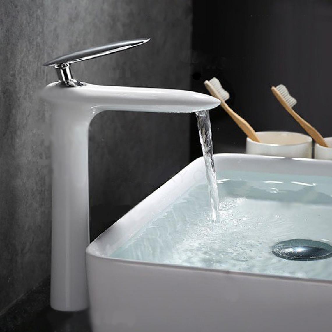 Kroos - Robinet lavabo mitigeur moderne en blanc - Robinet de lavabo