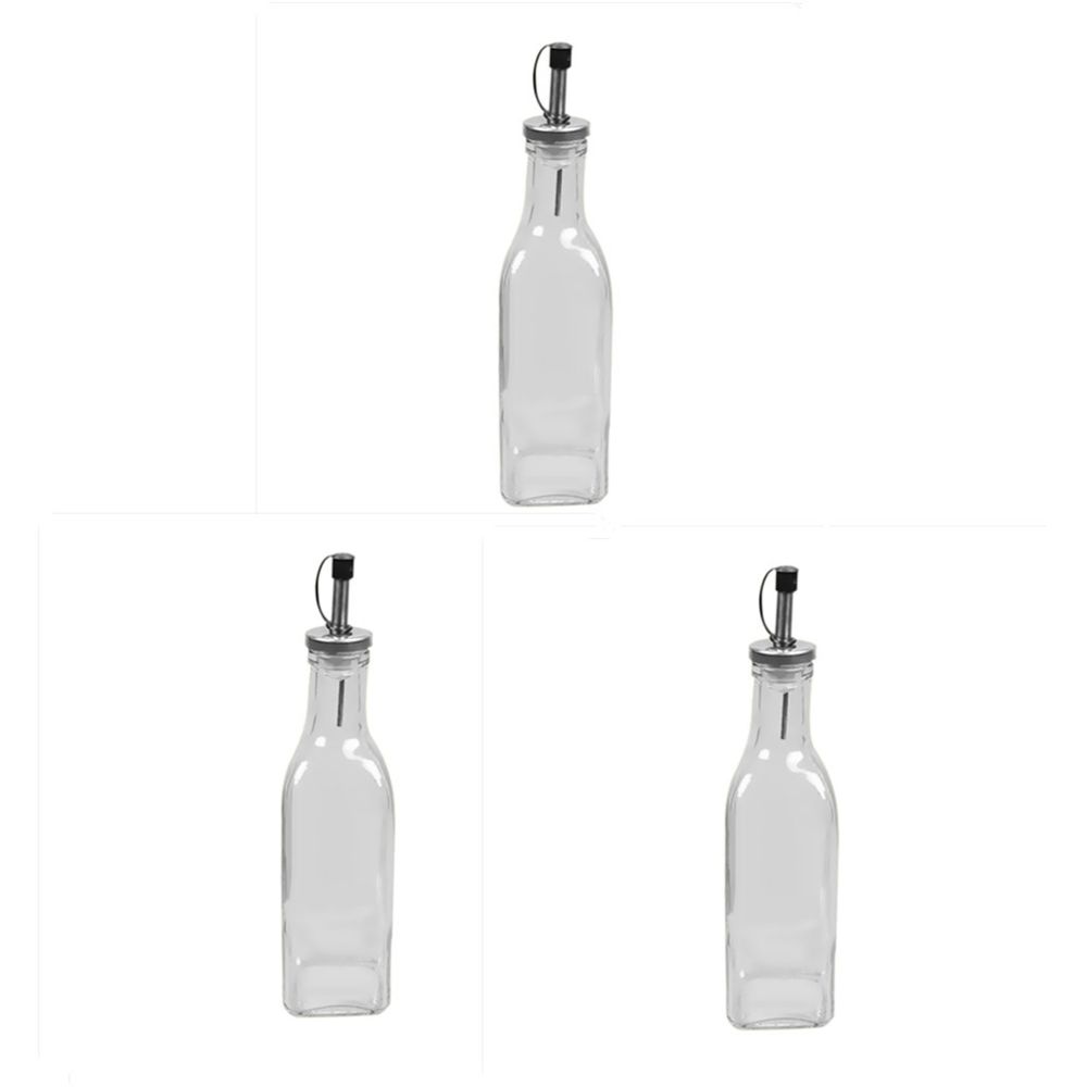 marque generique - 3 pièces Cuisine Huile Vinaigre Cruet Bouteille en verre transparent avec bouchon scellé 500ml - Kitchenette