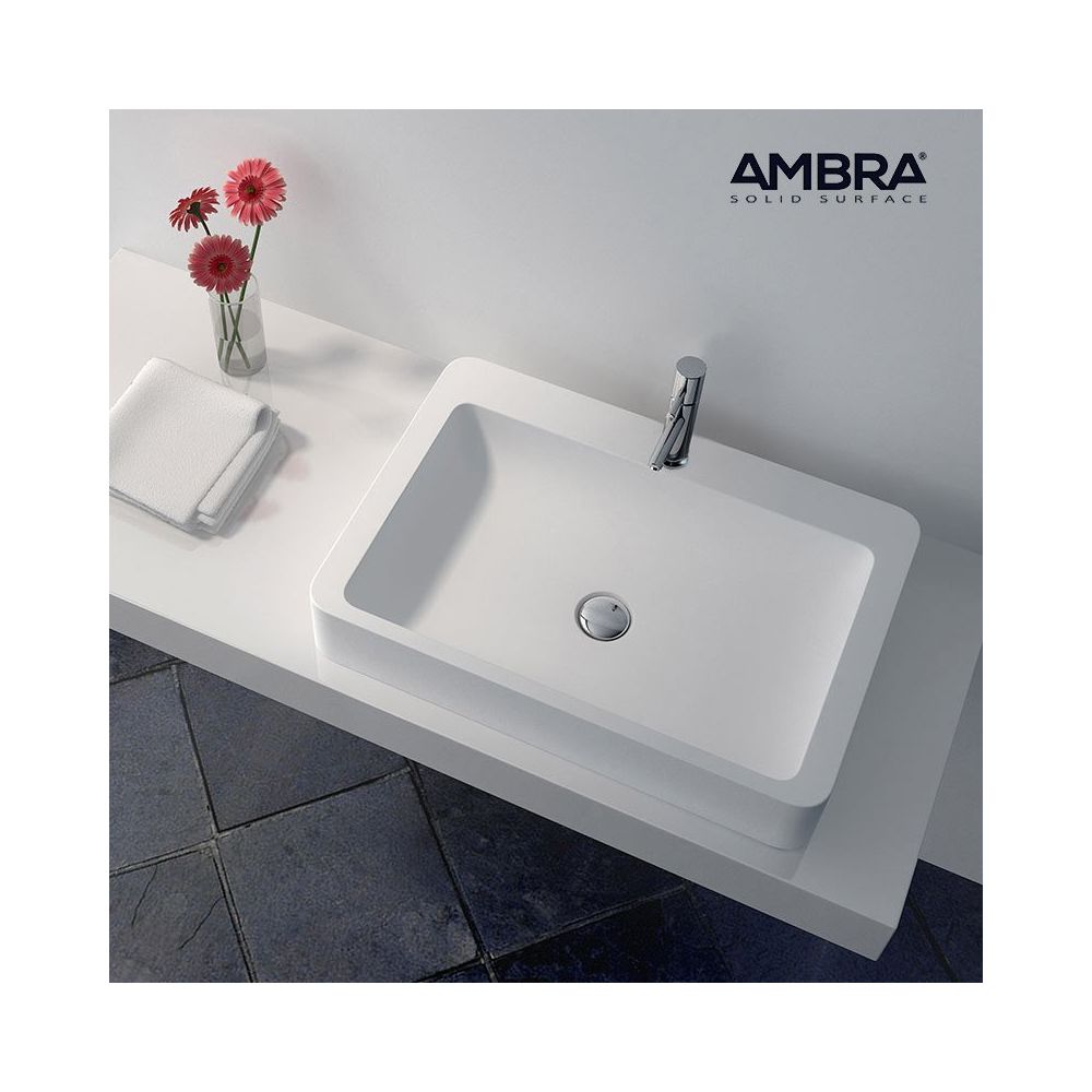 Ambra - Vasque à poser rectangulaire 60 cm en Solid surface - Tanaho - Vasque