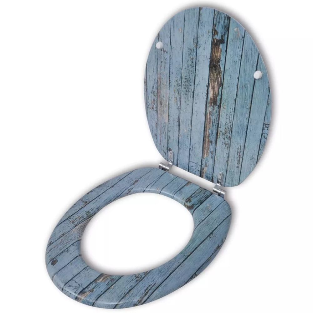 Vidaxl - Abatant de WC avec couvercle design bois ancien | Bleu - Bidet