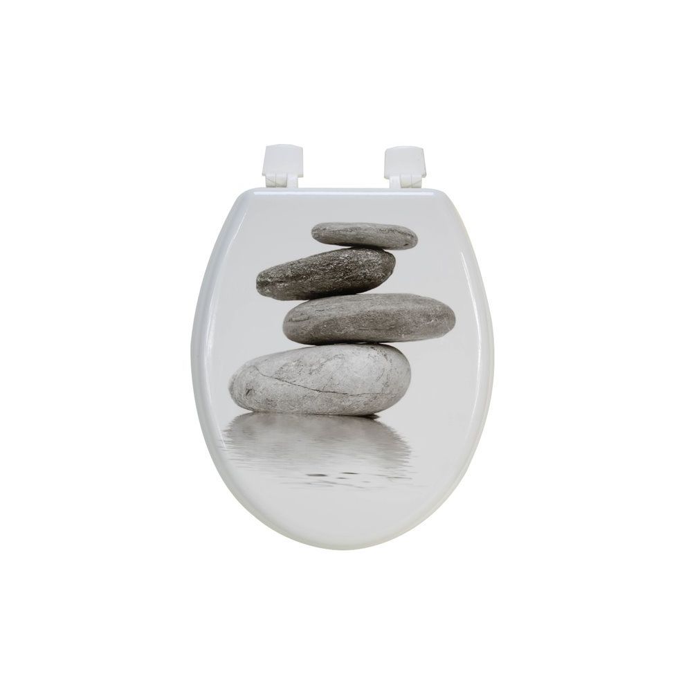 Arvix - Abattant de toilette en bois compressé HDF Galets gris Siege WC standard universel - Abattant WC