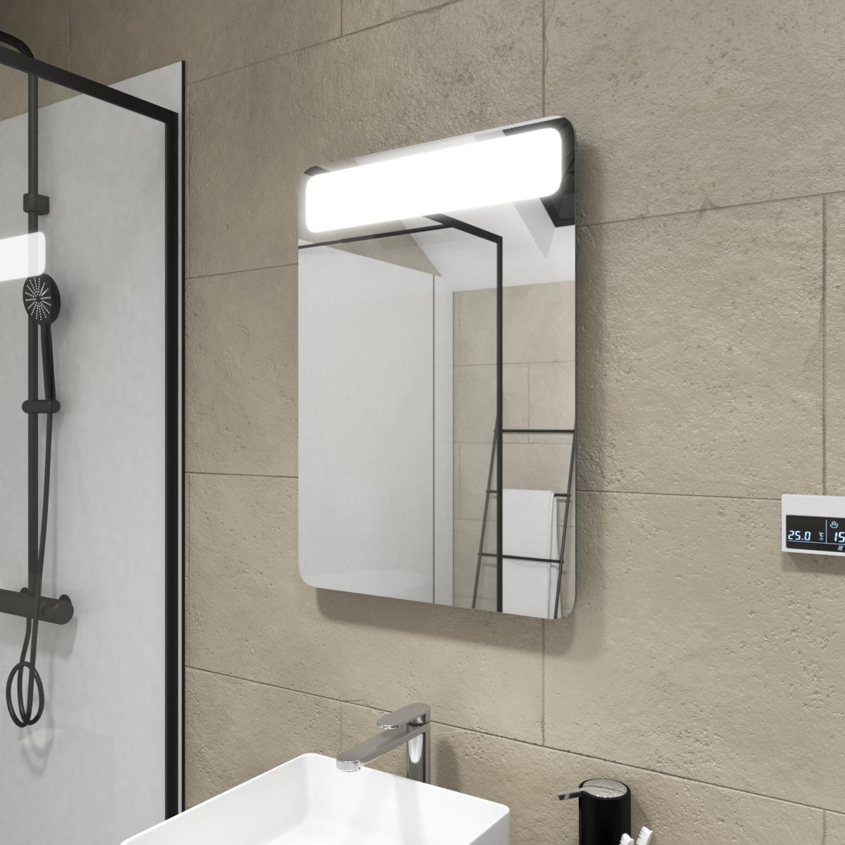 Aurlane - Miroir salle de bain LED à bandeau auto-éclairant - dim: 50x70x5cm - CLOUD - Miroir de salle de bain