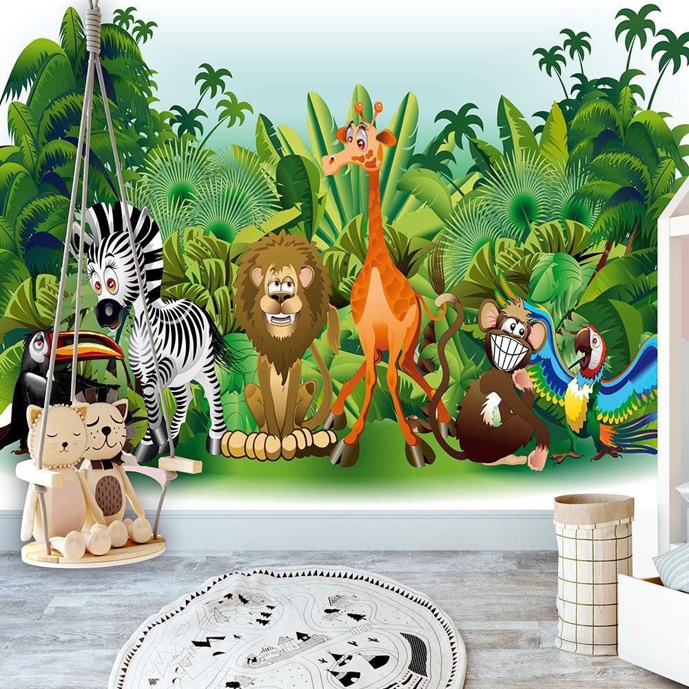 marque generique - 350x245 Papier peint Pour enfants Contemporain Jungle Animals - Papier peint