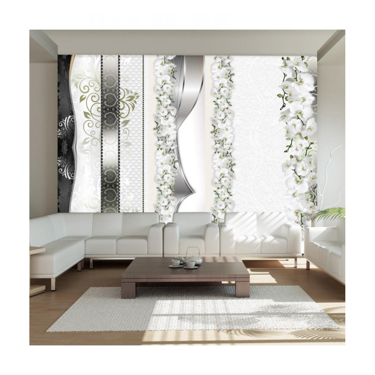 Artgeist - Papier peint - Parade of orchids in shades of gray 400x280 - Papier peint