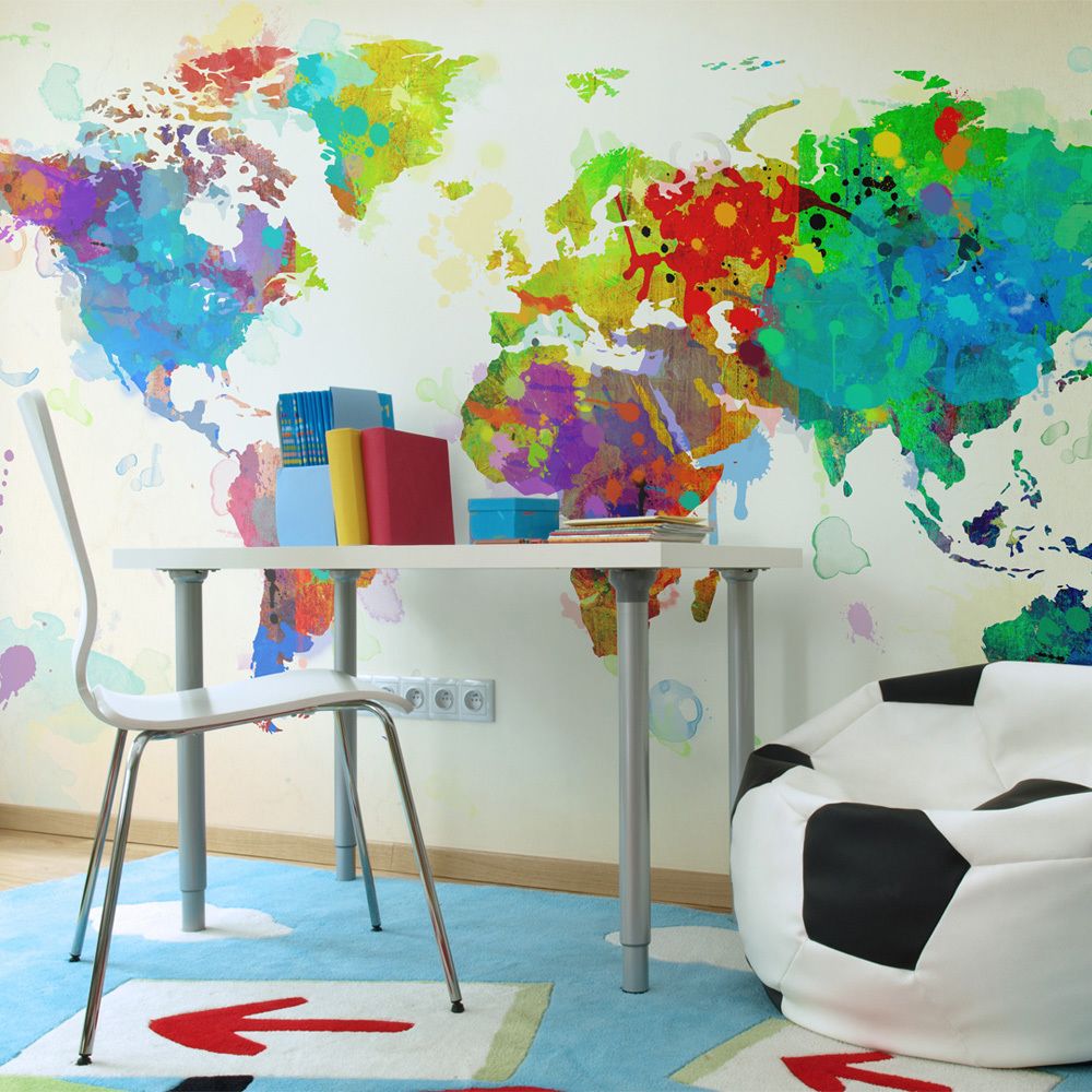Bimago - Papier peint | Paint splashes map of the World | 450x270 | | - Papier peint