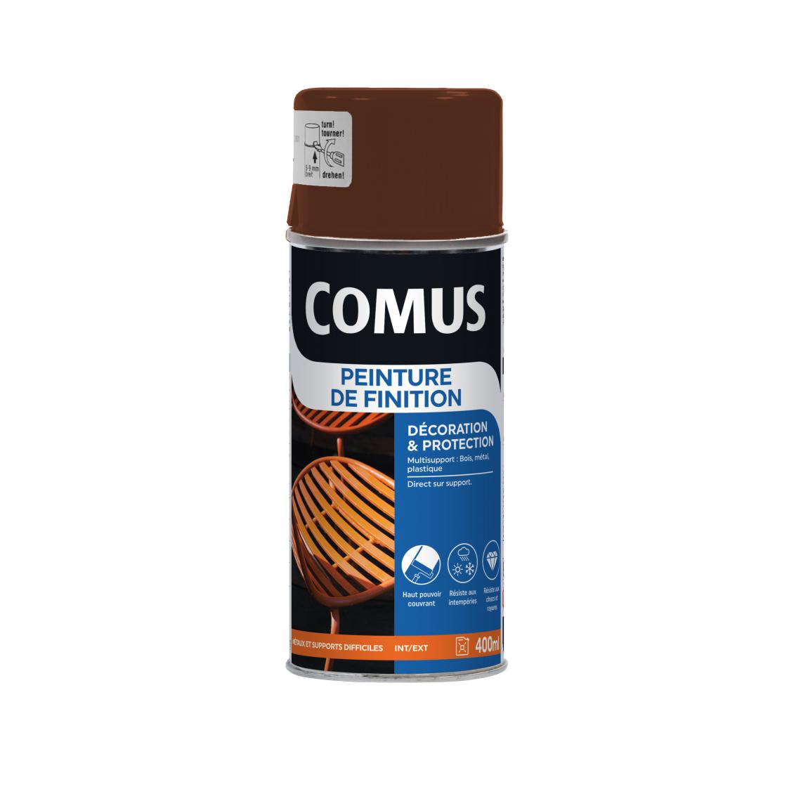 Comus - Aérosol Peinture de finition brillant brun sécurité COMUS - 400ml - Peinture intérieure