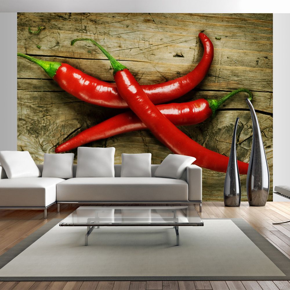 Bimago - Papier peint - Spicy chili peppers - Décoration, image, art | Motifs de cuisine | - Papier peint