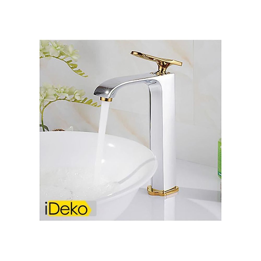 Ideko - iDeko® Robinet Mitigeur lavabo laiton chromé de peinture antique un trou poignée simple robinet d'évier de salle de bains - Lavabo