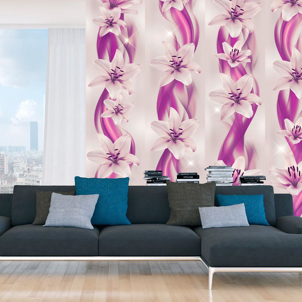 Bimago - Papier peint - Lilac Stream - Décoration, image, art | Deko Panels | 50x1000 cm | - Papier peint
