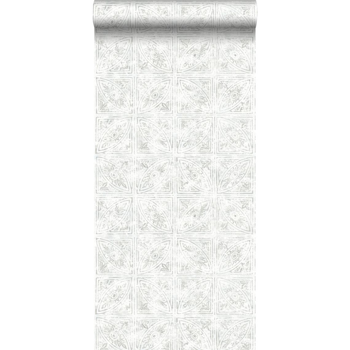 ESTAhome - ESTAhome papier peint motif de carrellages gris clair - 148335 - 53 cm x 10,05 m - Papier peint