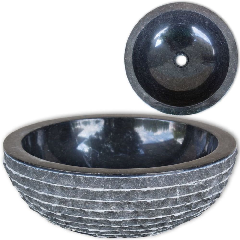 Vidaxl - Lavabo en marbre 40 cm Noir | Noir - Lavabo
