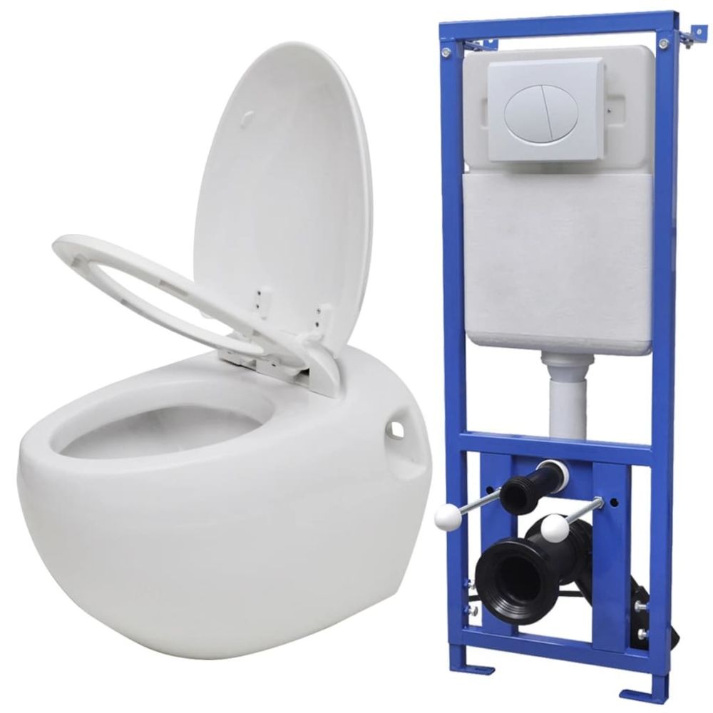 marque generique - Superbe Toilettes et bidets famille Dodoma Toilette murale avec réservoir caché Design d’œuf Blanc - WC