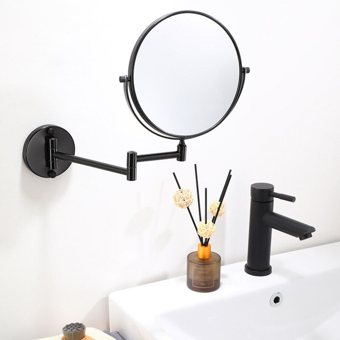 Universal - Miroir de toilette monté sur le mur 8 pouces amplificateur miroir latéral espace aluminium miroir de maquillage noir miroir de maquillage cadeau pour madame | Miroir de bain(Le noir) - Miroir de salle de bain