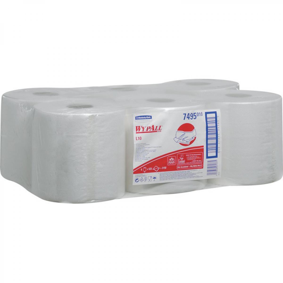 Kimberly Clark - WYPALL L10 Essuie tout 18,5x38cm blanc 525 feuilles (Par 6) - Mastic, silicone, joint