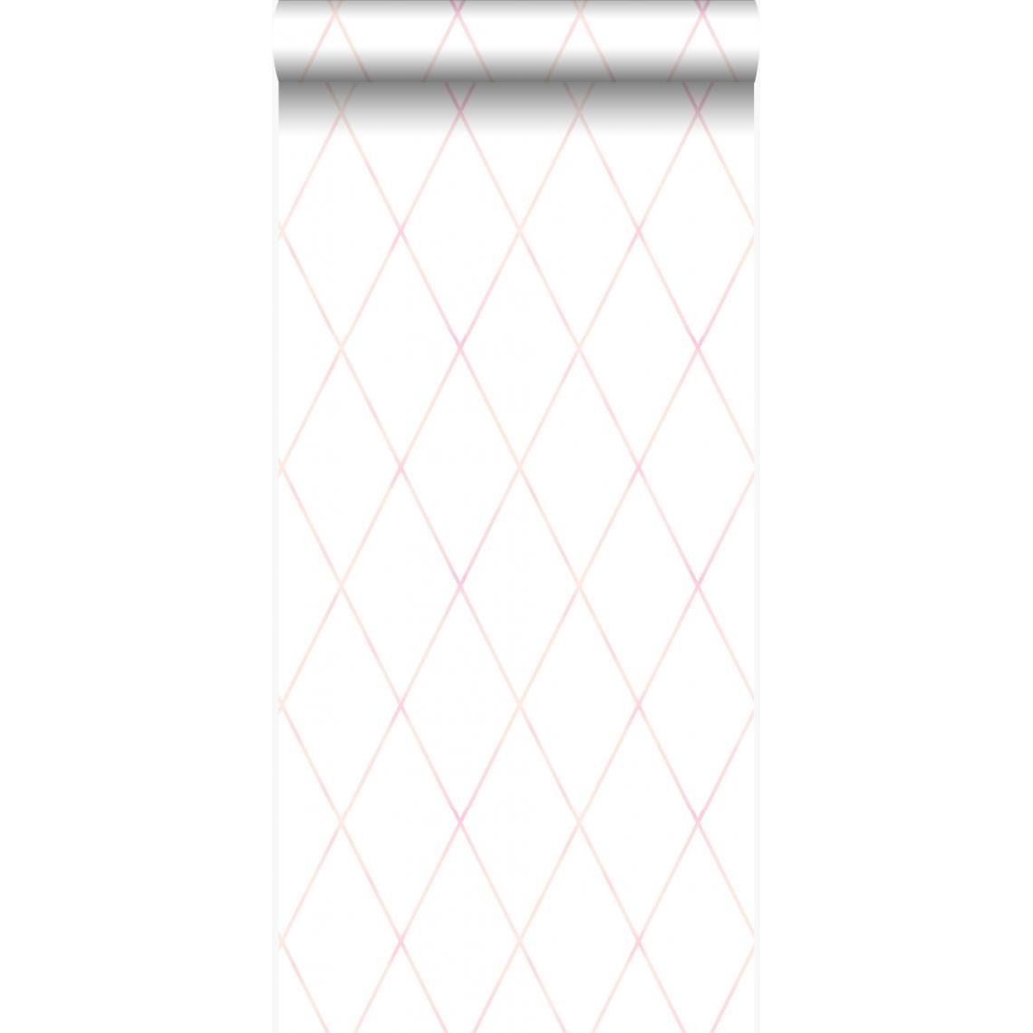 Origin - Origin papier peint à carreaux rose poudre clair et blanc mat - 347493 - 53 cm x 10,05 m - Papier peint