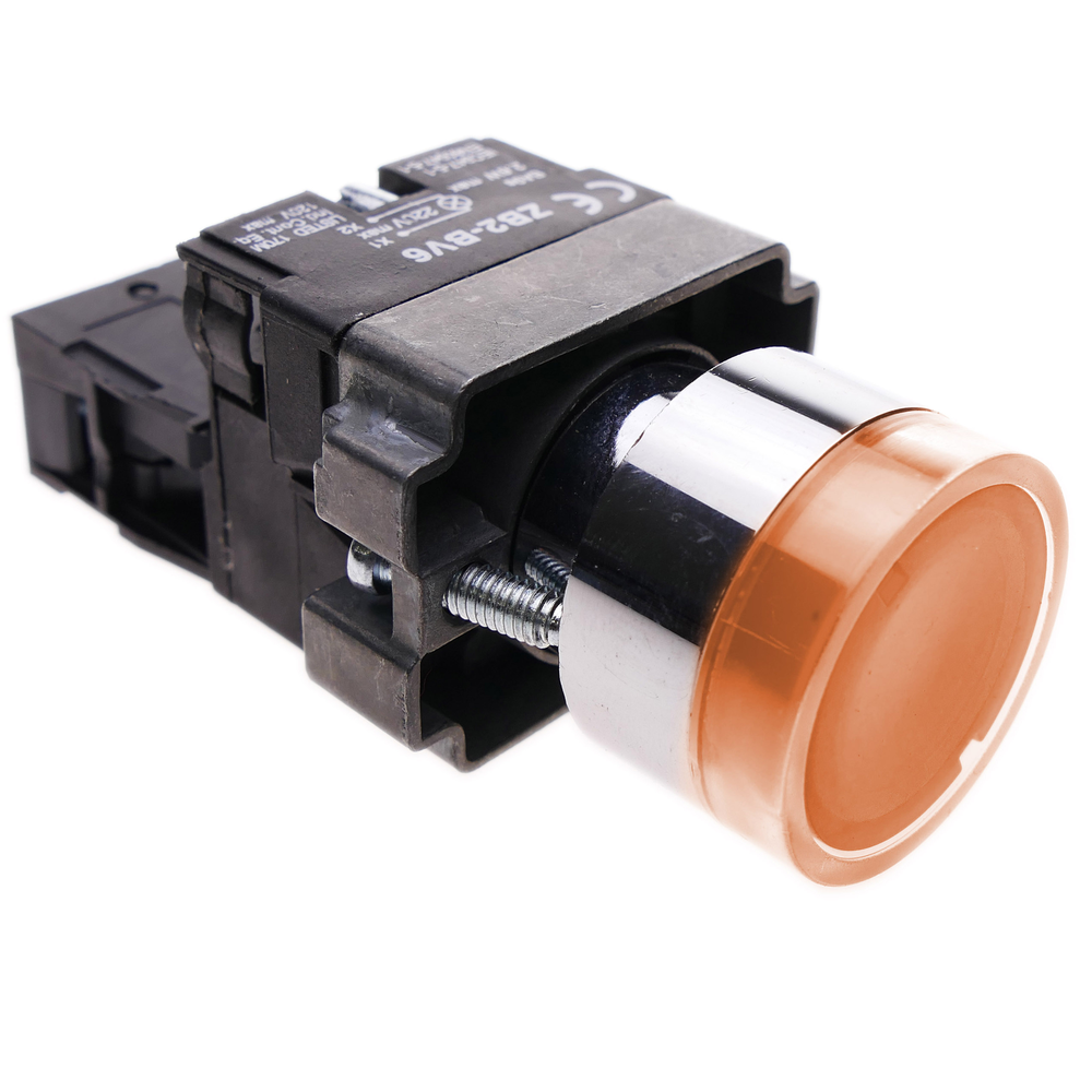 Bematik - Bouton poussoir momentané 22mm 1NC 400V 10A normalement fermé avec lumière LED orange - Interrupteurs et prises étanches