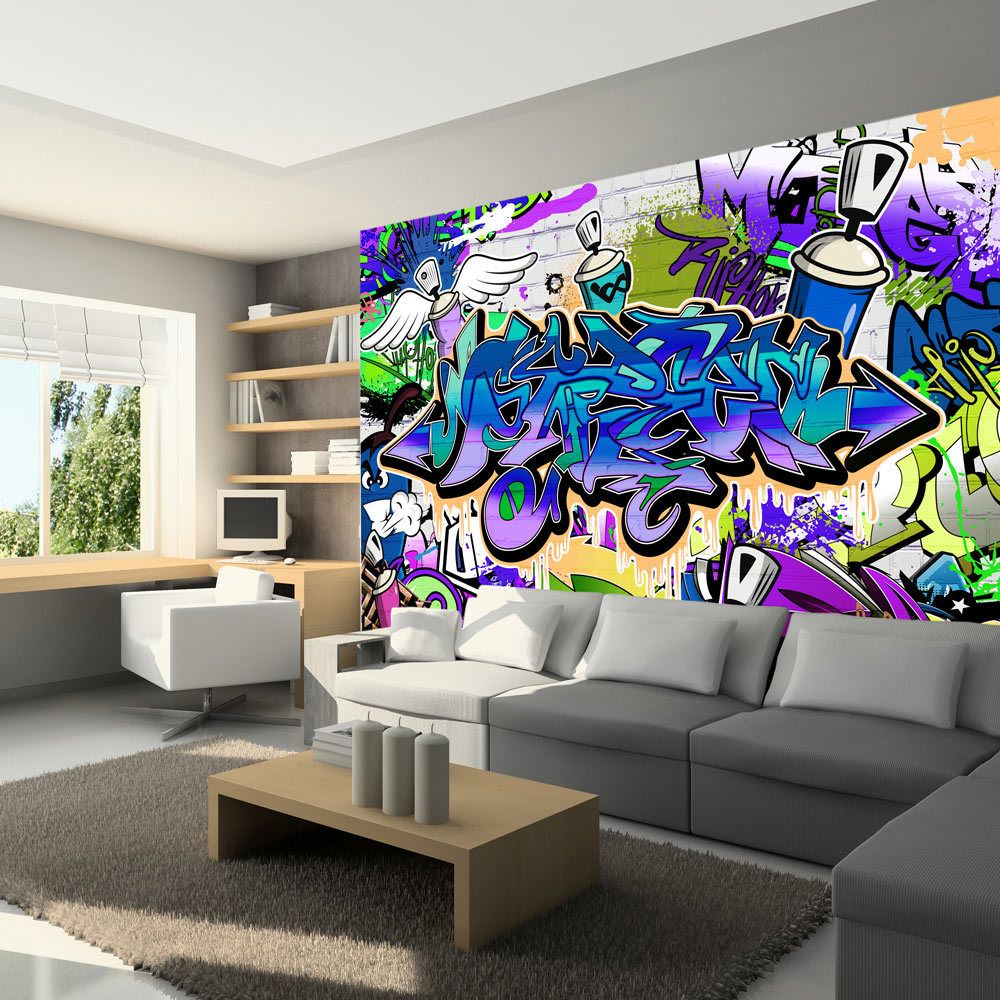 Bimago - Papier peint - Graffiti: violet theme - Décoration, image, art | Street art | - Papier peint