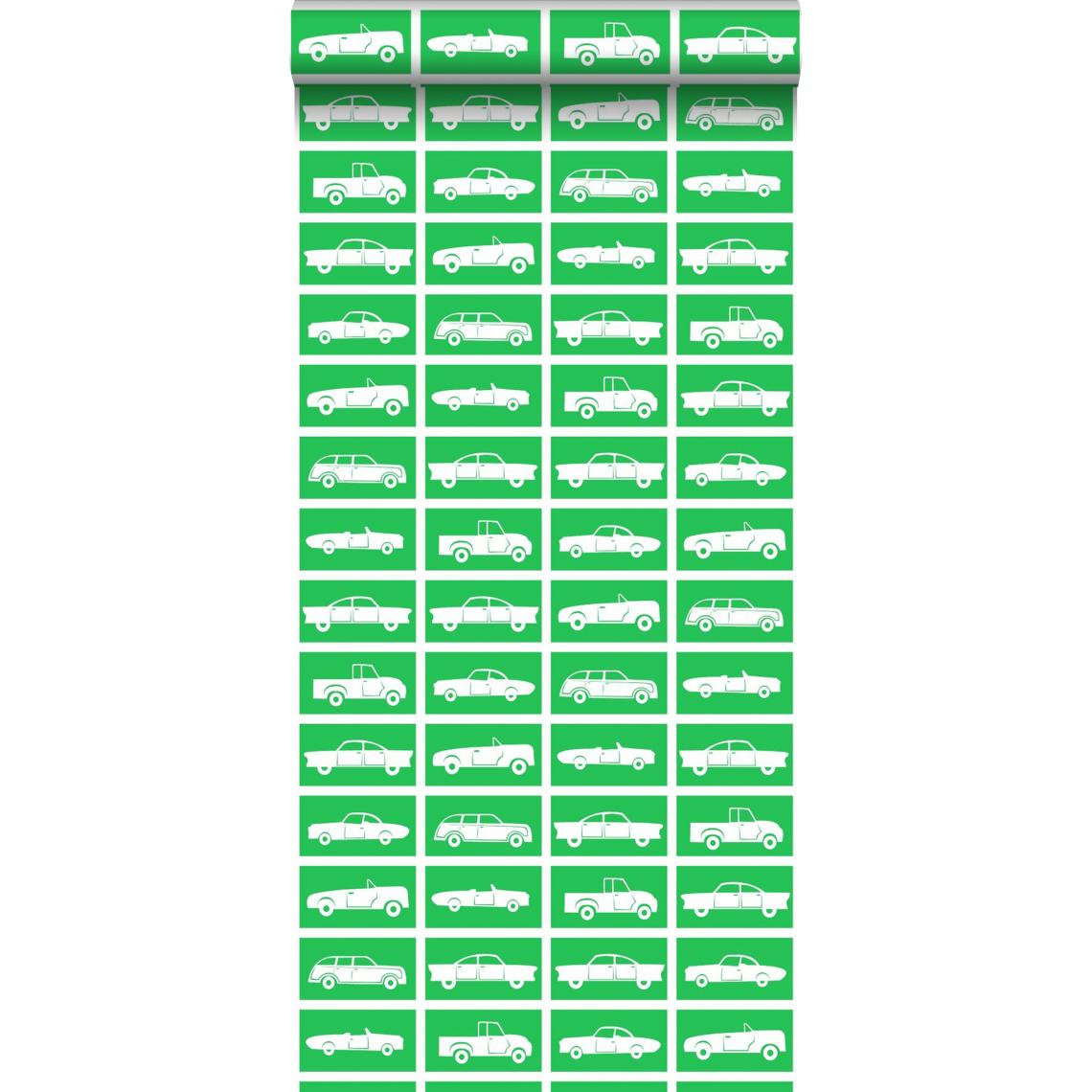 ESTAhome - ESTAhome papier peint voitures vert - 115828 - 53 cm x 10,05 m - Papier peint
